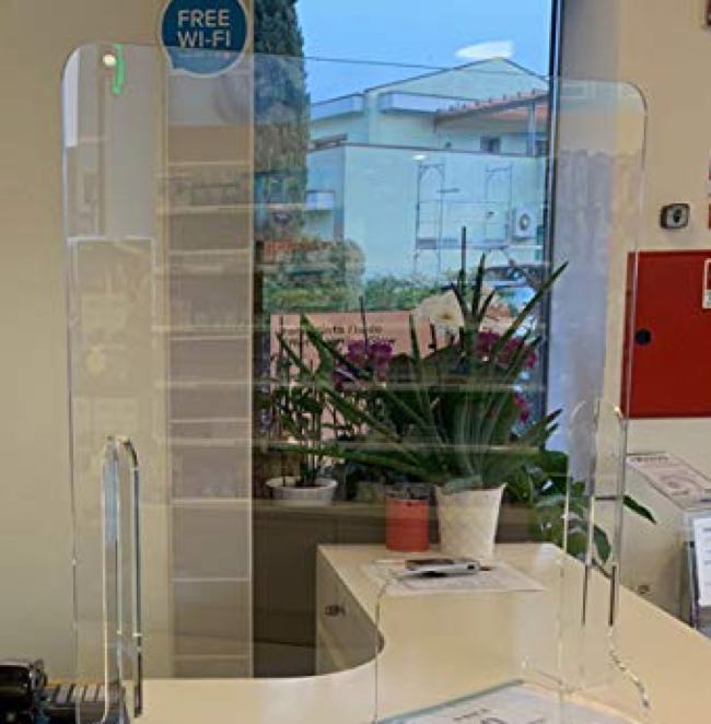 Come comprare online Plexiglass separatore da banco per ufficio e negozio